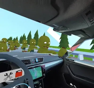 車に乗ってゾンビを轢こう！🧟 Unity Mixed Realityテンプレートならカメラパススルーの追加も簡単です。