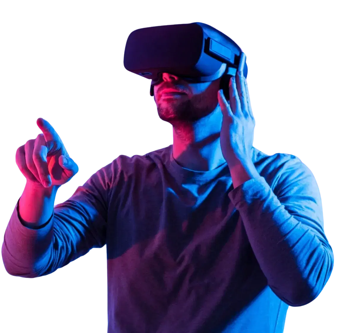 MemoARアプリを使うVRヘッドセットを着用した人物